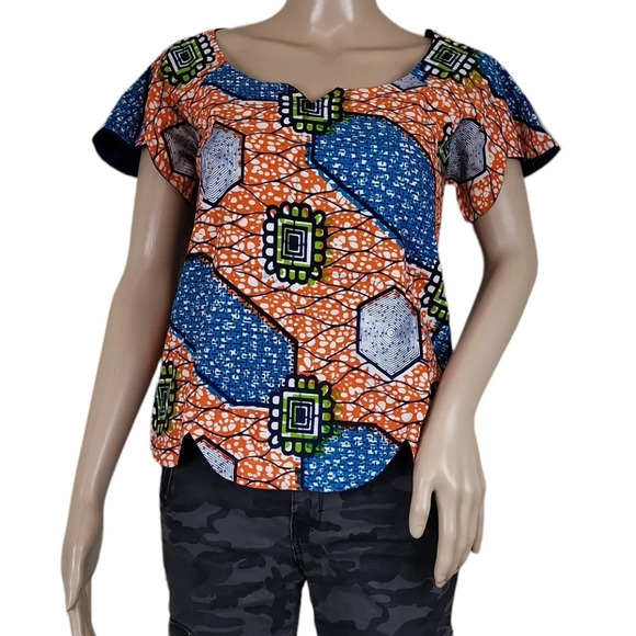 Yuemao Plastic African Spotted Abstract Blouse - Picture 1 of 4
